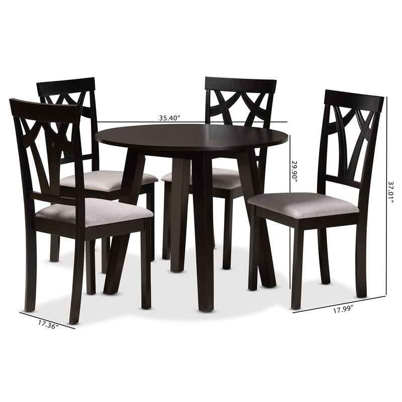 Derya Modern Transitional 5-Piece Wood Dining Set-Grey/Dark Brown