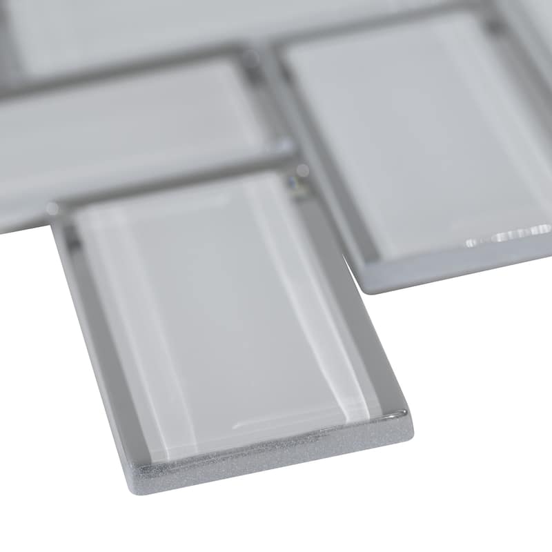 Ackland AKM-G-RI2X4BHB-CA Rivella - 12" x 14" Glass Herringbone Wall