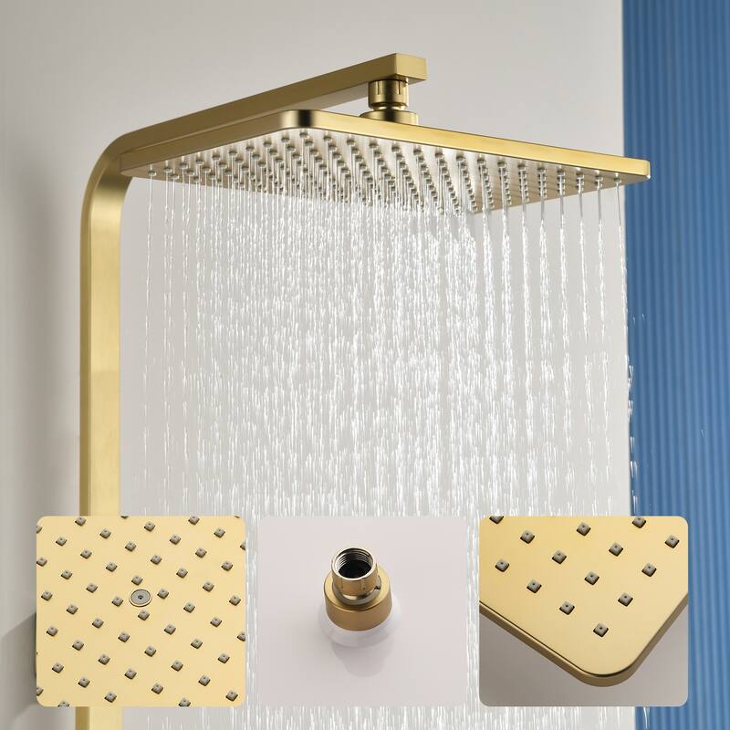 46"H 3-Function Stainless Steel Wall-Mounted Shower System