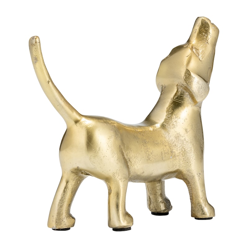 Decorative Howling Dog Figurine Statue - 8", Gold & Metallic - 7.5"