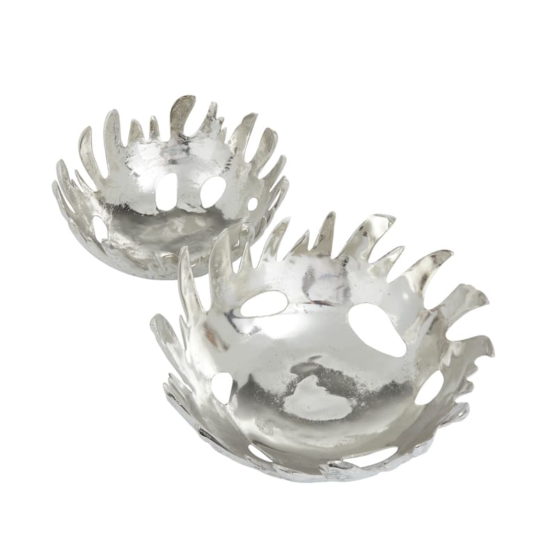 Black, Gold or Silver Aluminum Metal Decorative Bowl (Set of 2)