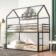 preview thumbnail 1 of 8, Black Twin over Twin Metal Bunk House Bed with Ladder Black