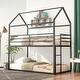 preview thumbnail 6 of 7, Twin Over Twin Bunk Bed for Kids, Metal House Bunk Beds w/Ladder & Safety Guardrail, Bunk Metal Bed, Twin Bed Frame for Kids