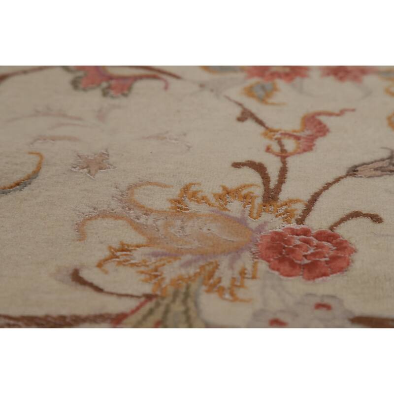 Floral Vegetable Dye Signed Tabriz Persian Rug Handmade Wool Carpet - 6'6"x 9'9"
