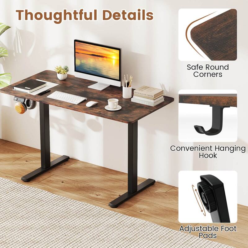Costway 48” x 24” Electric Standing Desk with LED Display 2 Memory