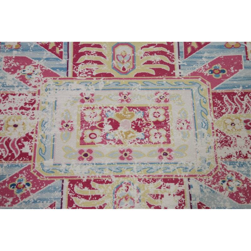 Washable Machine-Made Oriental Printed Rug Geometric Modern Carpet