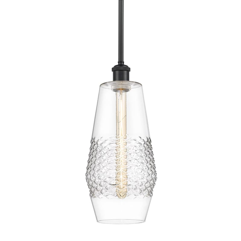 Innovations Lighting 516-1S-17-7 Windham Pendant Windham 7" Wide Mini - Matte Black / Clear