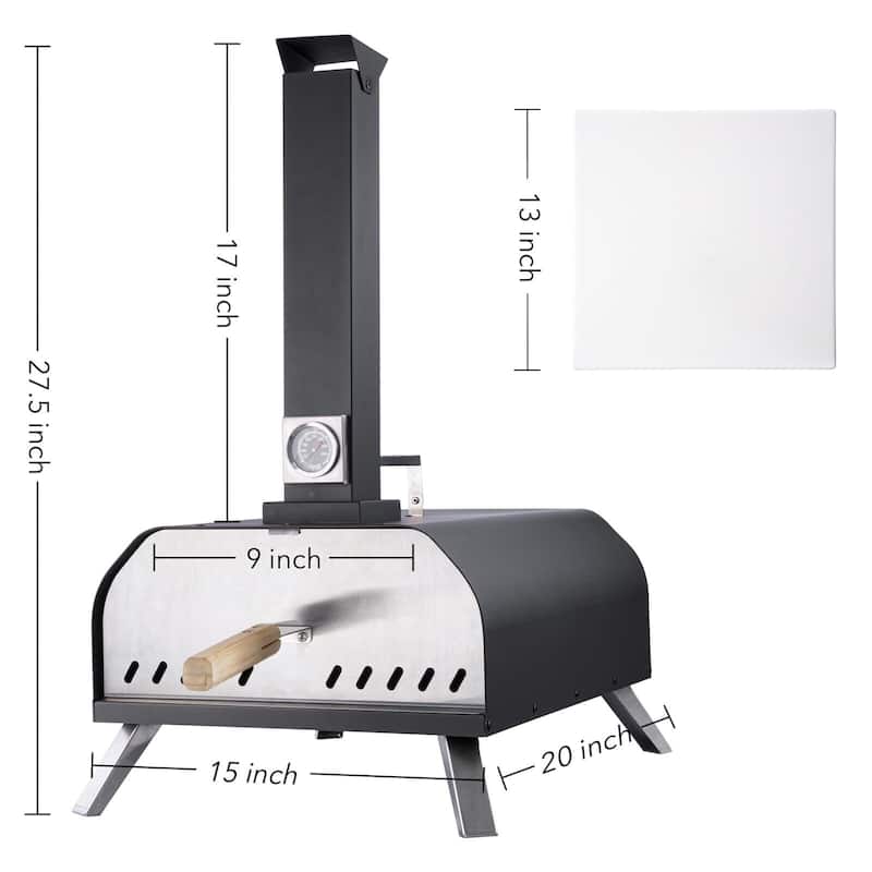 Outdoor 13" Stainless Steel Wood Fired Pizza Oven