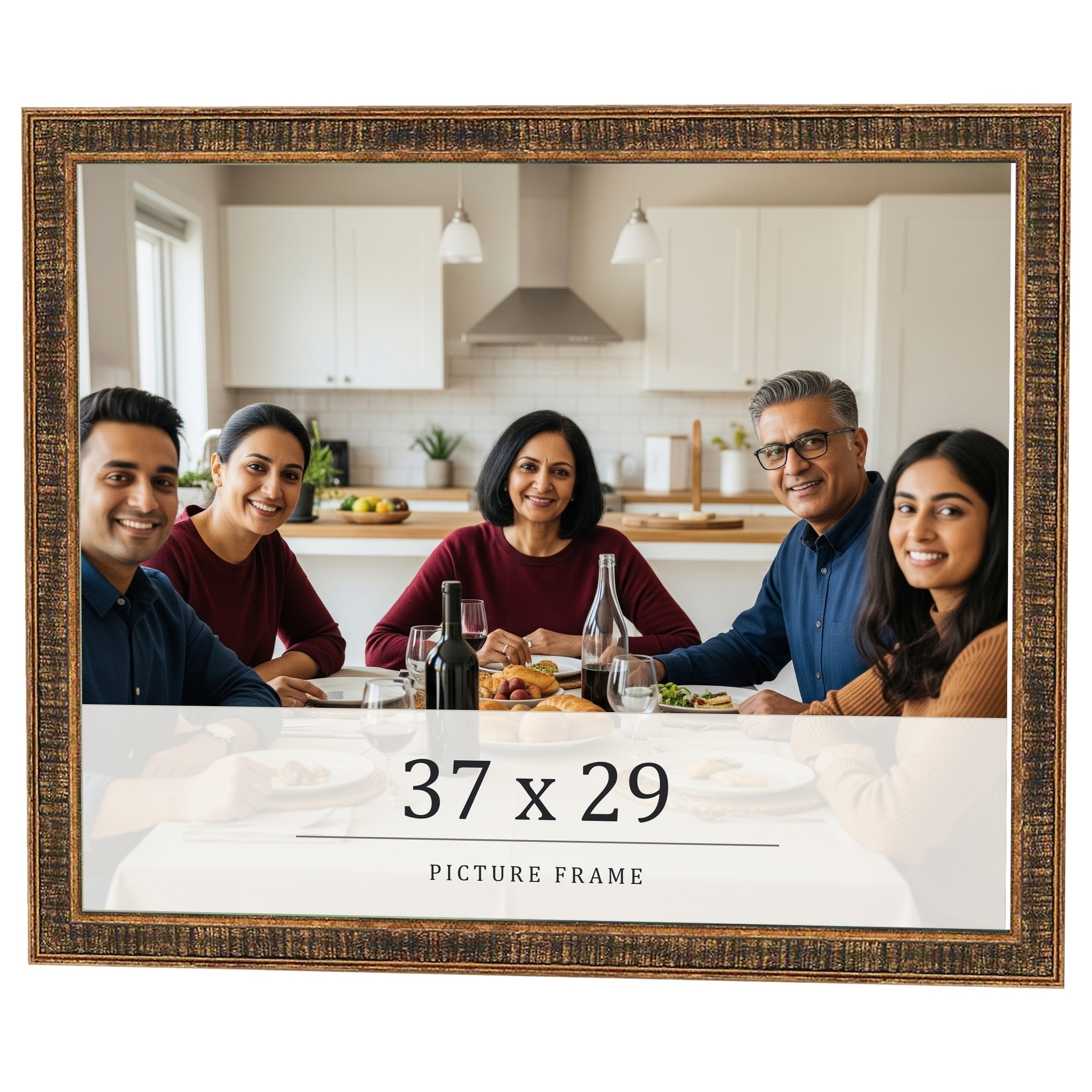 37x29 Frame Gold Kingsley Distressed Solid Wood Picture Frame Width