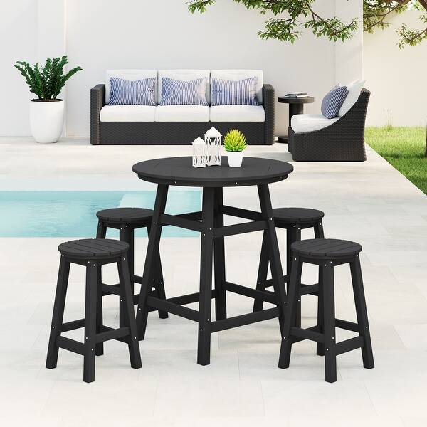 Laguna Hdpe All Weather Outdoor Patio Bistro Round Counter Set (5-Piece ...