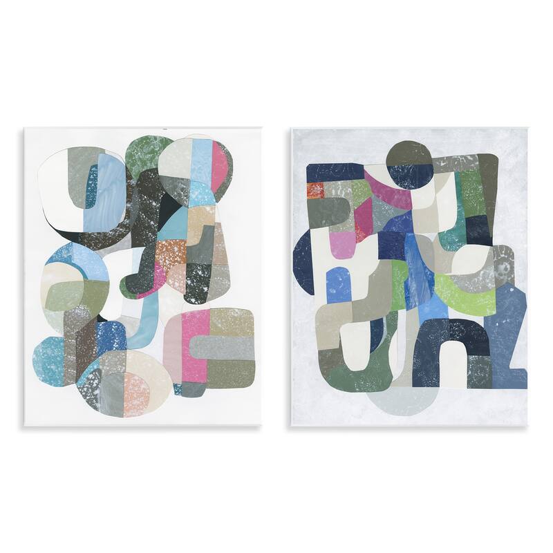 Stupell Retro Pastel Geometrics Wall Plaque Art Design By Coco Good (Set of 2) - 11 x 14