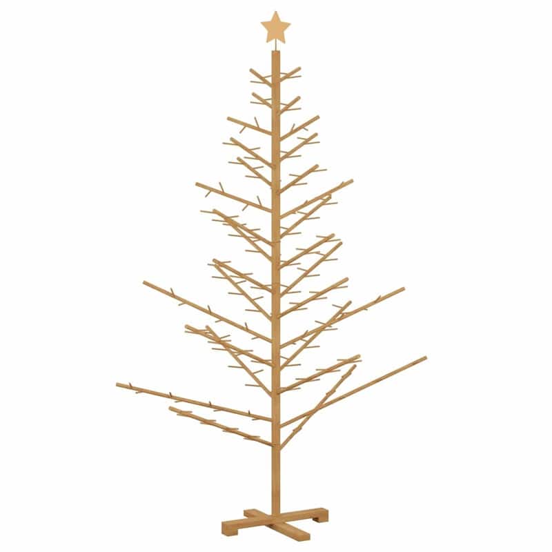 vidaXL Wooden Christmas Tree with Stand Natural/Brown Solid pine wood