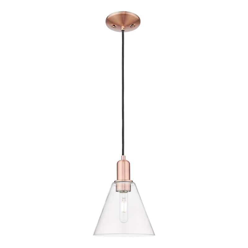 Innovations Lighting Endless Possibilities Arcadia - Berkshire Glass - 1 Light 8" Cord Hung Mini Pendant - Clear/Antique Copper