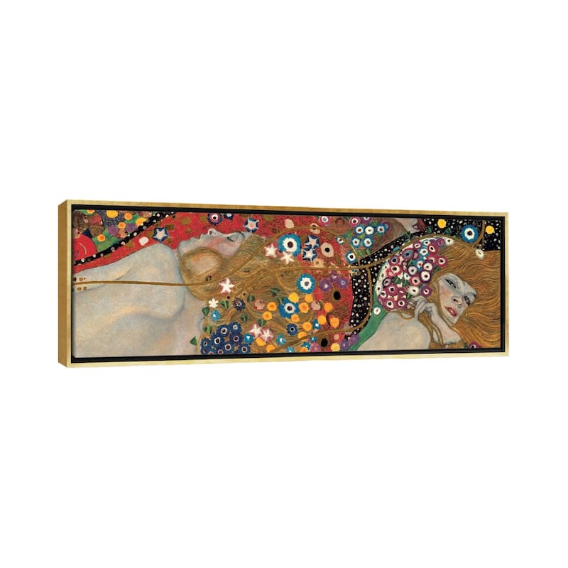 iCanvas "Sea Serpents, Detail I" by Gustav Klimt Framed Canvas Print - 12x36 - Gold