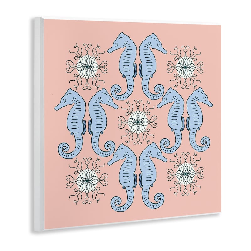 Stupell Symmetrical Coral Seahorse Pattern Wall Plaque Art Design By Sazerelli Designs