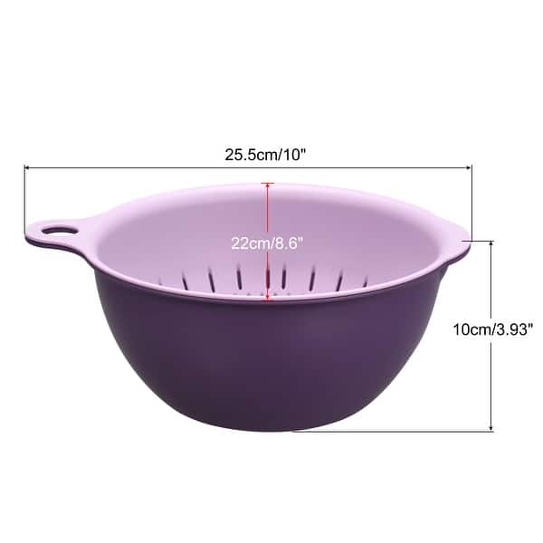 dimension image slide 2 of 4, Kitchen Strainer Colander Bowl Set, Medium Double Layer Drain Basket - 25.5cm x 22cm x10cm
