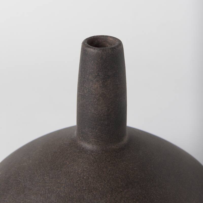 Rylee Dark Brown Ceramic Vase (7") - 7.9L x 7.9W x 6.9H