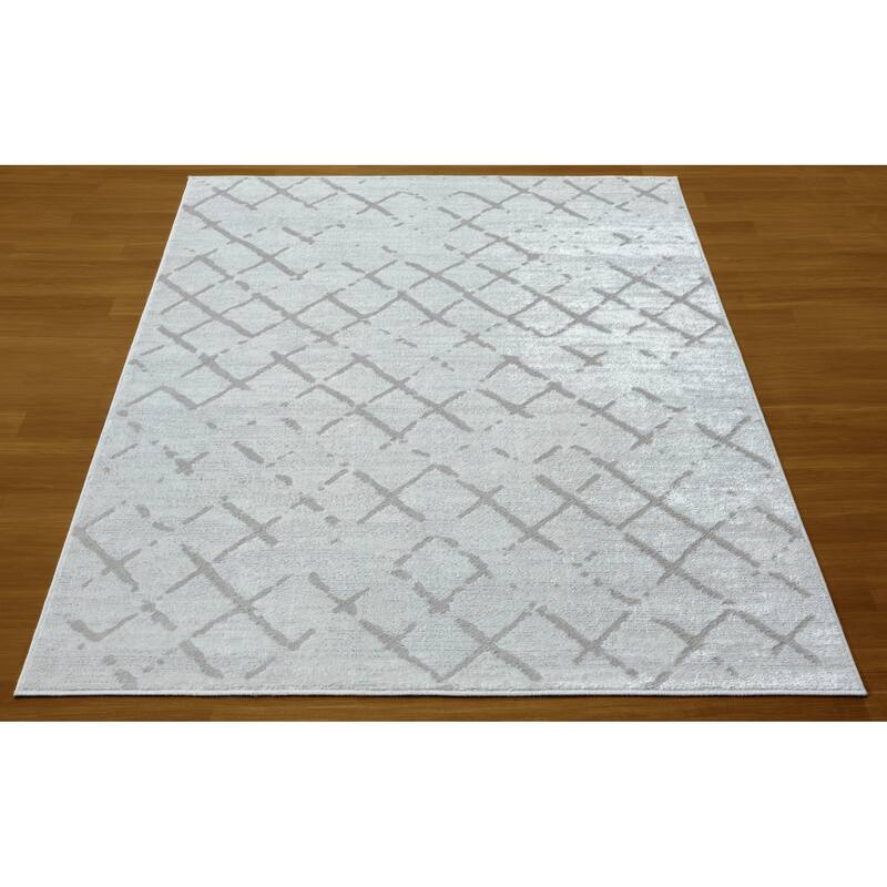 Sevita Modern Cream/Gray Geometric Diamond Abstract Rug