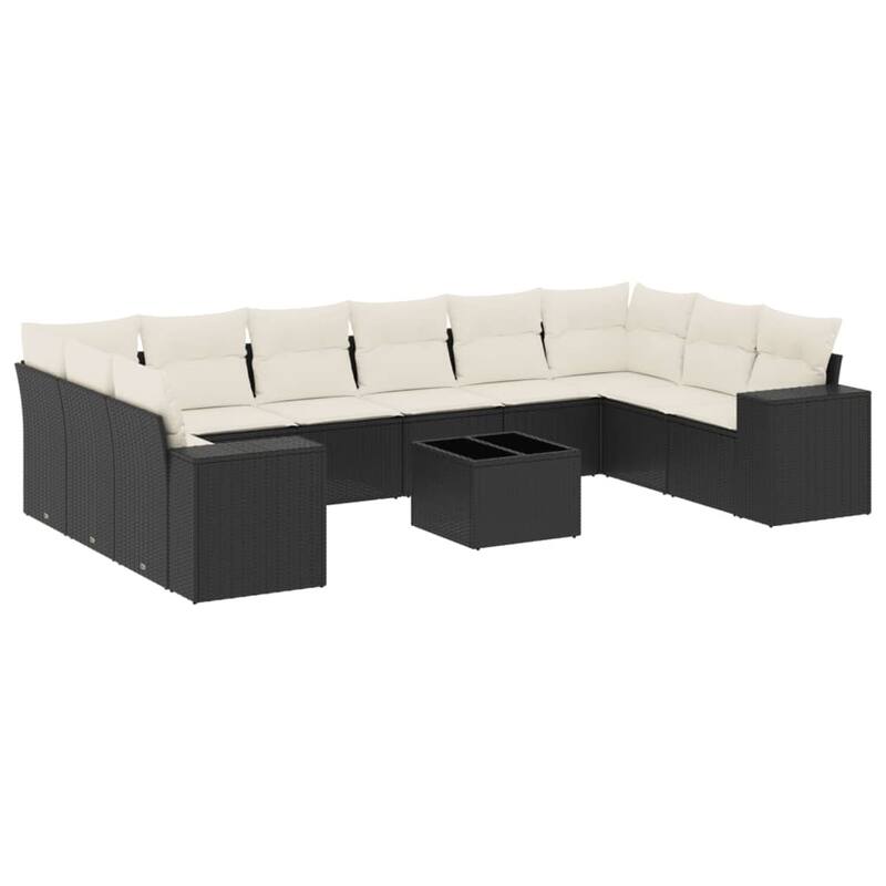 vidaXL Patio Sofa Set with Cushions Outdoor Conversation Furniture Poly Rattan