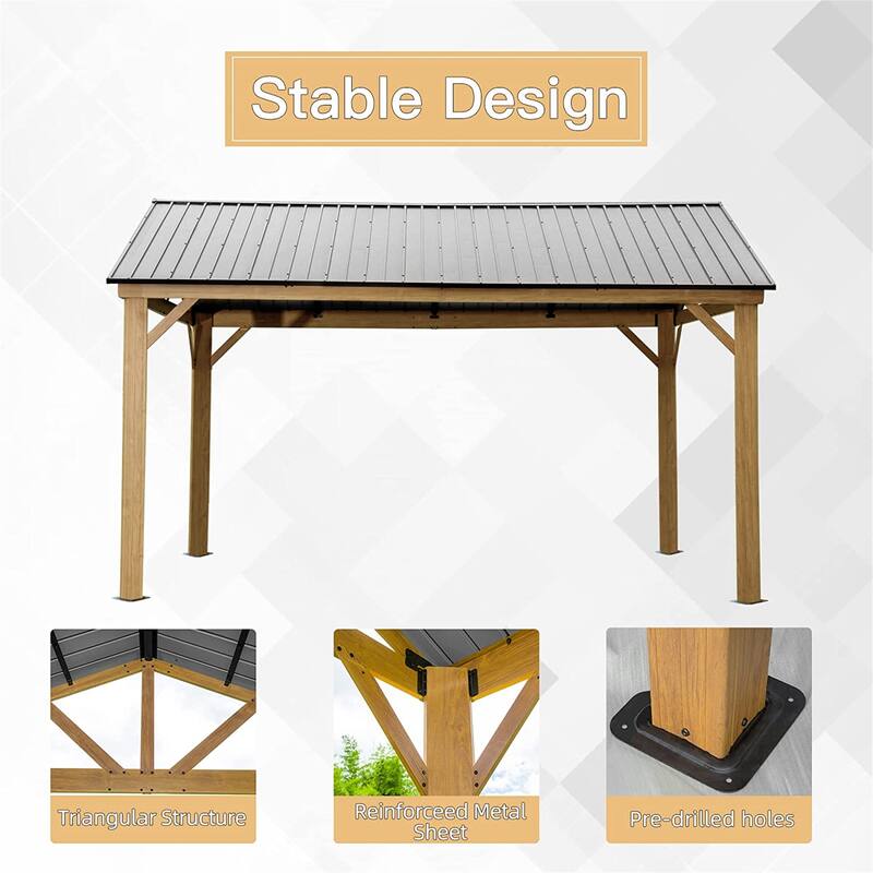 12'x14' Outdoor Aluminum Gazebo with Galvanized Steel Gable Canopy
