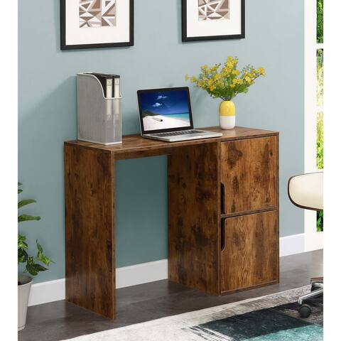 Designs2Go Student Desk with Storage Cabinets, Barnwood