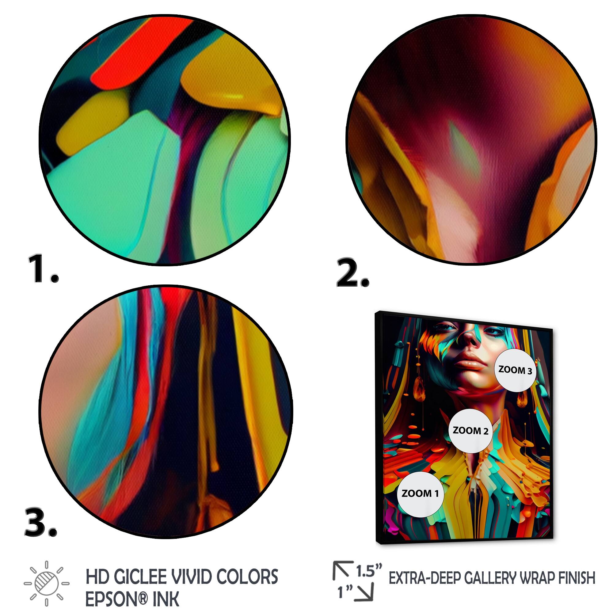 Designart "Vibrant Creative Woman Portrait VI" Contemporary Glam Framed