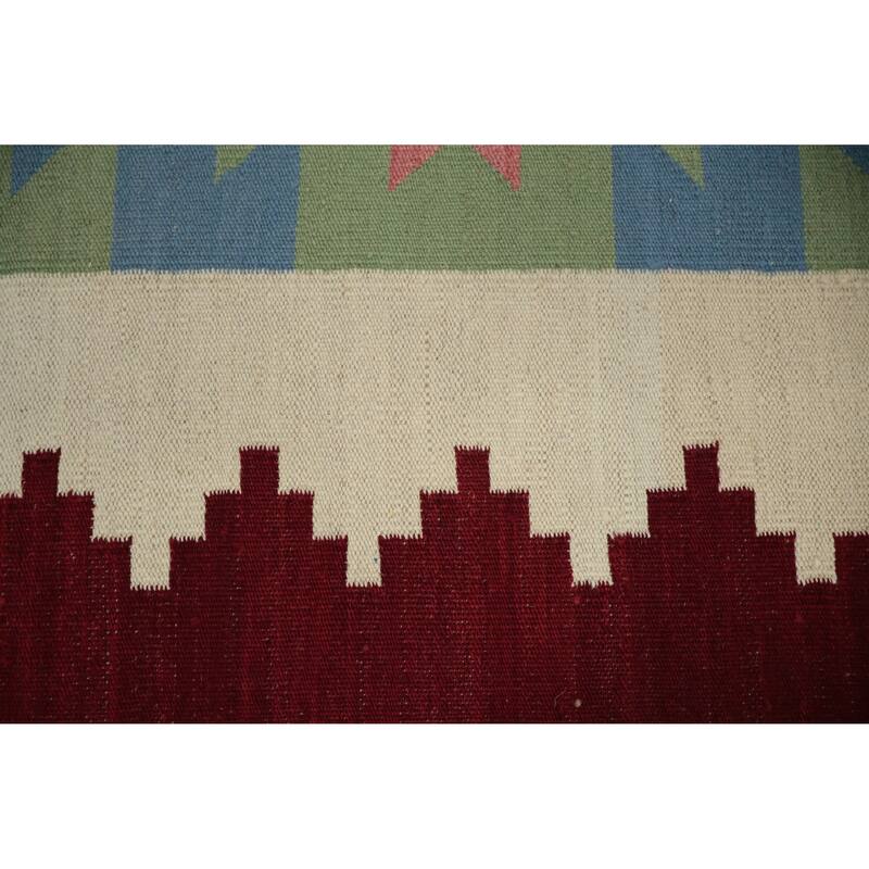 Hand Woven Oriental 100% Wool Carpet Southwestern Tribal Multi-Colored Kilim Area Rug - 9' 0'' X 6' 3''
