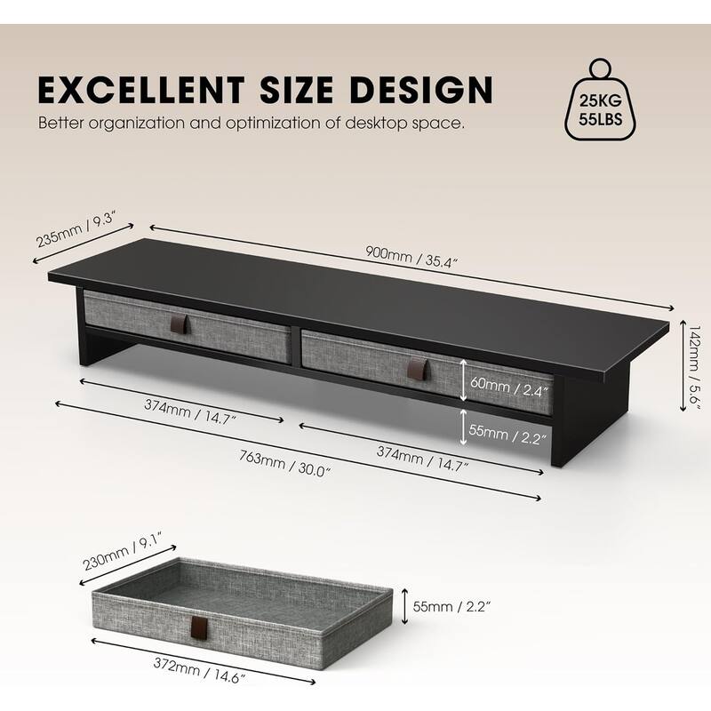 Fenge Dual Monitor Stand, 2 Tiers Monitor Riser for Desk