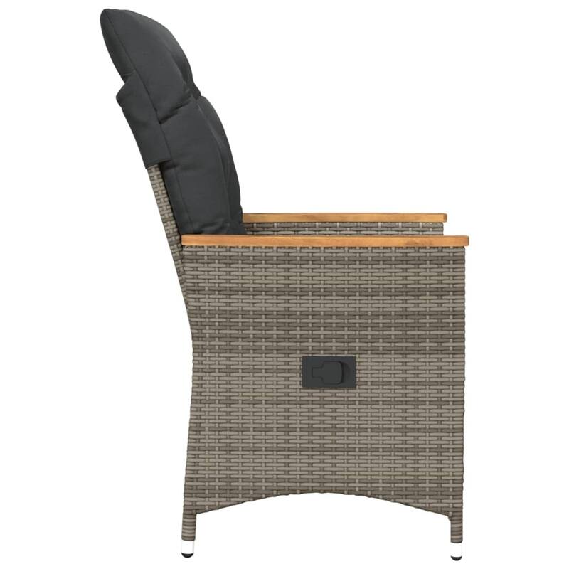 vidaXL Reclining Patio Chairs with Cushions Armchair Outdoor Seating Poly Rattan - 23.2 x 22.0 x 36.2