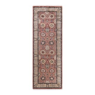 Hand Knotted Traditional Oriental Wool Pink Area Rug - 3' 2" x 8' 10"