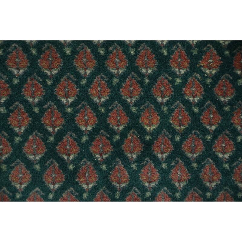 Hand Knotted Oriental 100% Wool Carpet Traditional All-Over Green Botemir Area Rug - 12' 0'' X 9' 1''