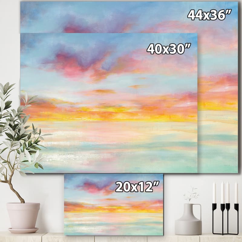 Designart "Pastel Pink And Blue Clouds " Traditional Premium Canvas Wall Art