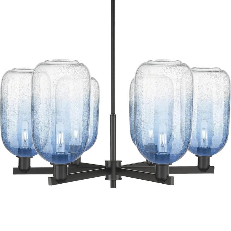 Innovations Lighting 716-6CR-17-24 Brookhaven Cloche Chandelier - Matte Black / Sapphire Blue