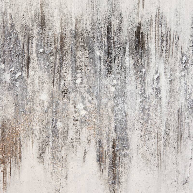 Canvas Abstract Framed Wall Art with Silver Frame - Gray - Roche River Decor