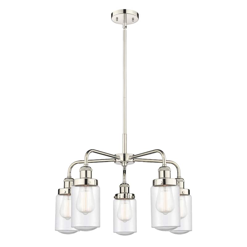 Innovations Lighting Dover - 5 Light 23" Stem Hung Chandelier - Polished Nickel/Seedy