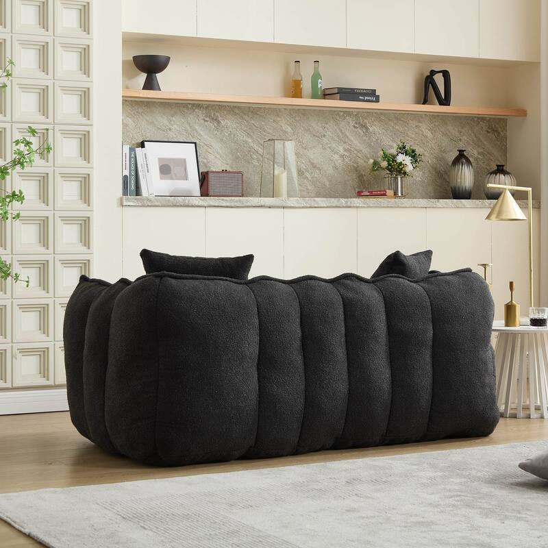 Soft Bean Bag Chair for Adults, Cozy Lazy Bean Bag Sofa, 2 Seat with Armrests for Home