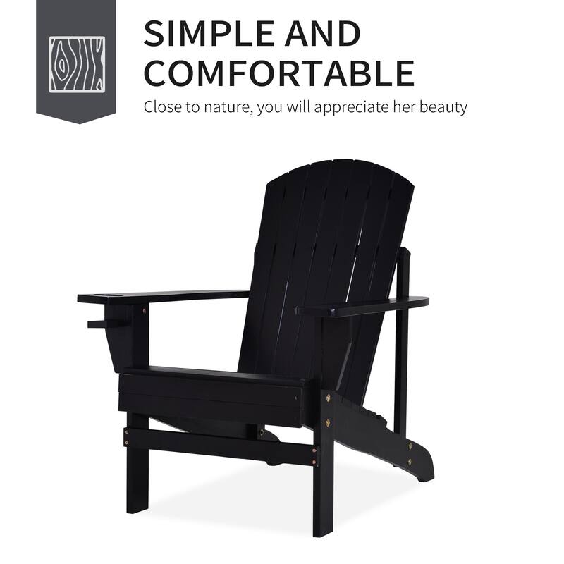Outsunny Oversized Fir Wood Adirondack Chair with Cup Holder