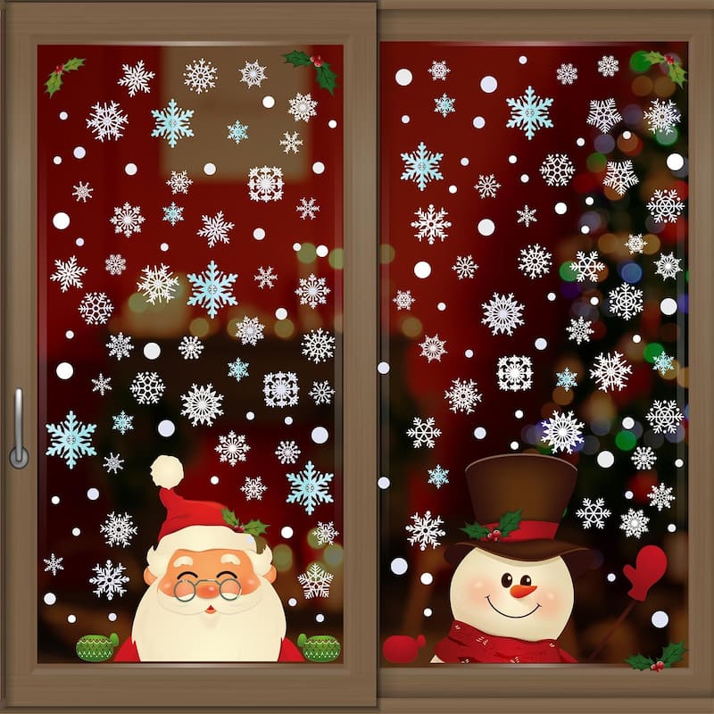 Walplus 166pcs Snowy Santa And Snowman Christmas Wall Decals Stickers ...