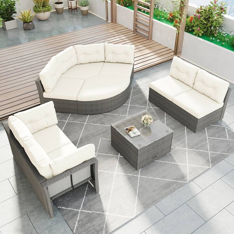 Patio Seating Group With Cushions and Center Table for Patio