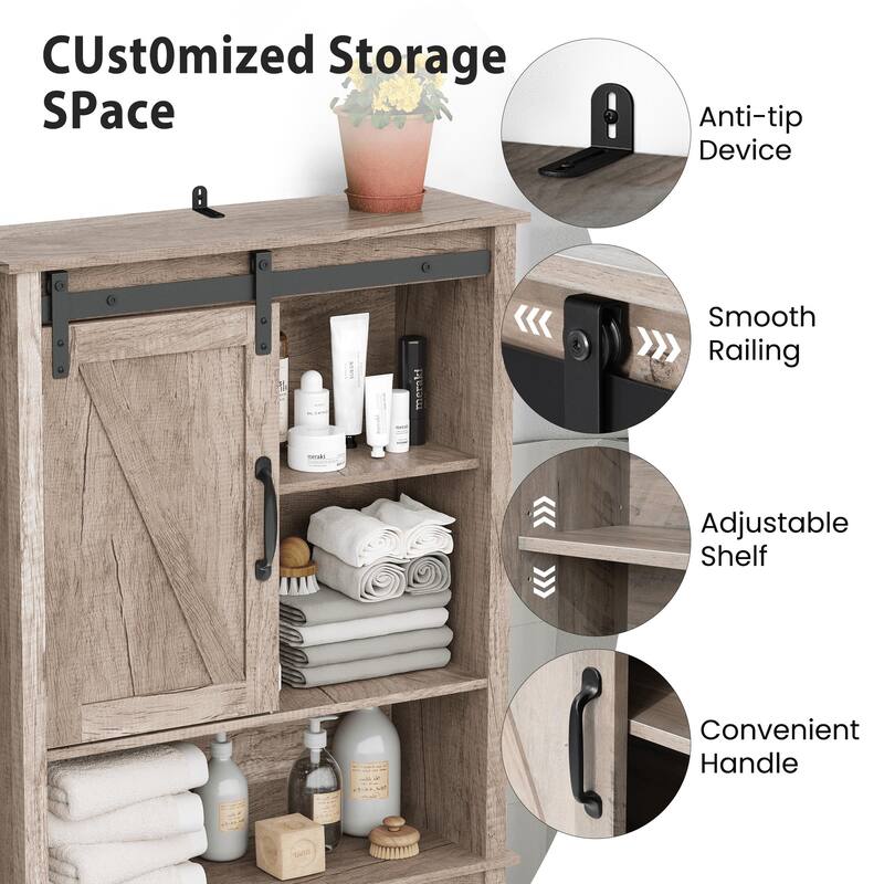 Pellebant Over-the-Toilet Storage Cabinet Space Saver Bathroom - 66.54" H x 27.17" W x 9.06" D
