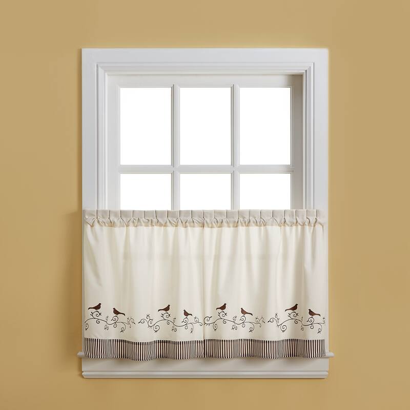 CHF Birds Valance, Swag & Tier Pair Curtain Collection - 36-in Tier Pair