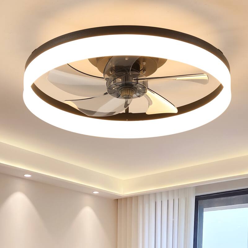 Cusp Barn 20" Dimmable LED Ceiling Fan,Reversible Modern Smart Fan Light,6 Speeds,Quiet DC Motor with APP Control for Indoor