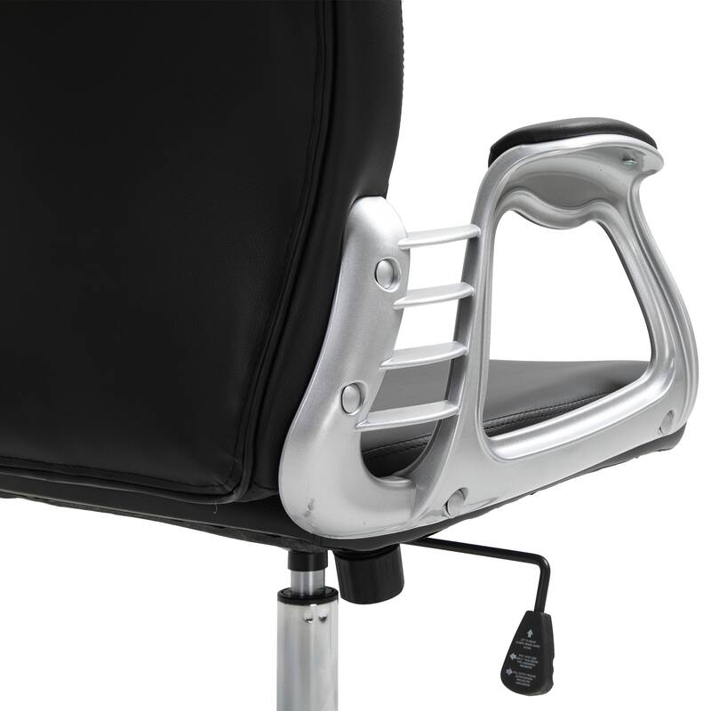 Vinsetto Faux Leather Office Chair Tufted Backrest Swivel Rolling Wheels Task Chair with Height Adjustable Armrests