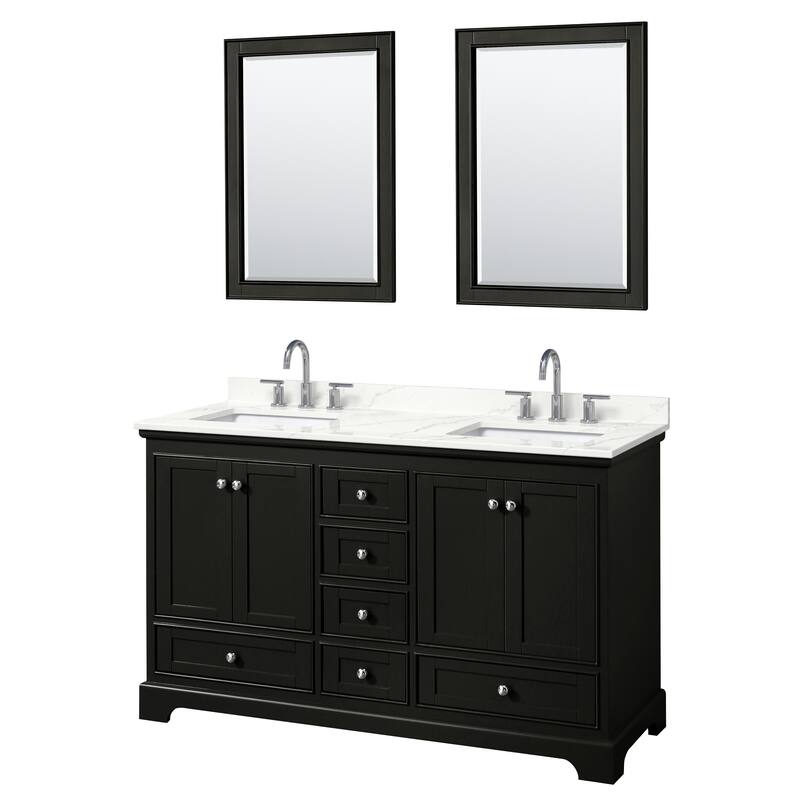 Deborah 60-inch Double Vanity, Quartz Top, 24-inch Mirrors