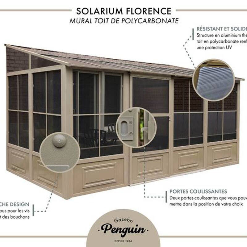 Gazebo Penguin Florence Wall-mounted Polycarbonate Roof Gazebo 10'