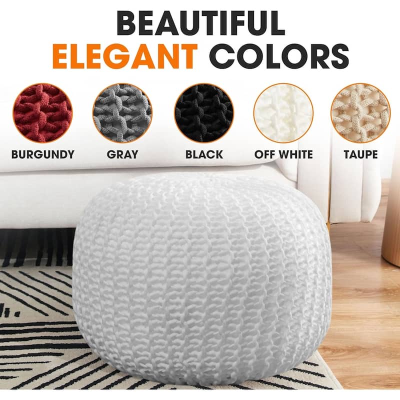 Cheer Collection Decorative 18-inch Chunky Hand-knit Pouf Ottoman