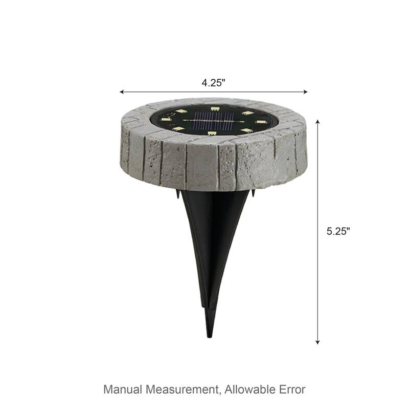 Glitzhome Set of 4 Outdoor Resin Solar Powered Path Lights - Set of 4