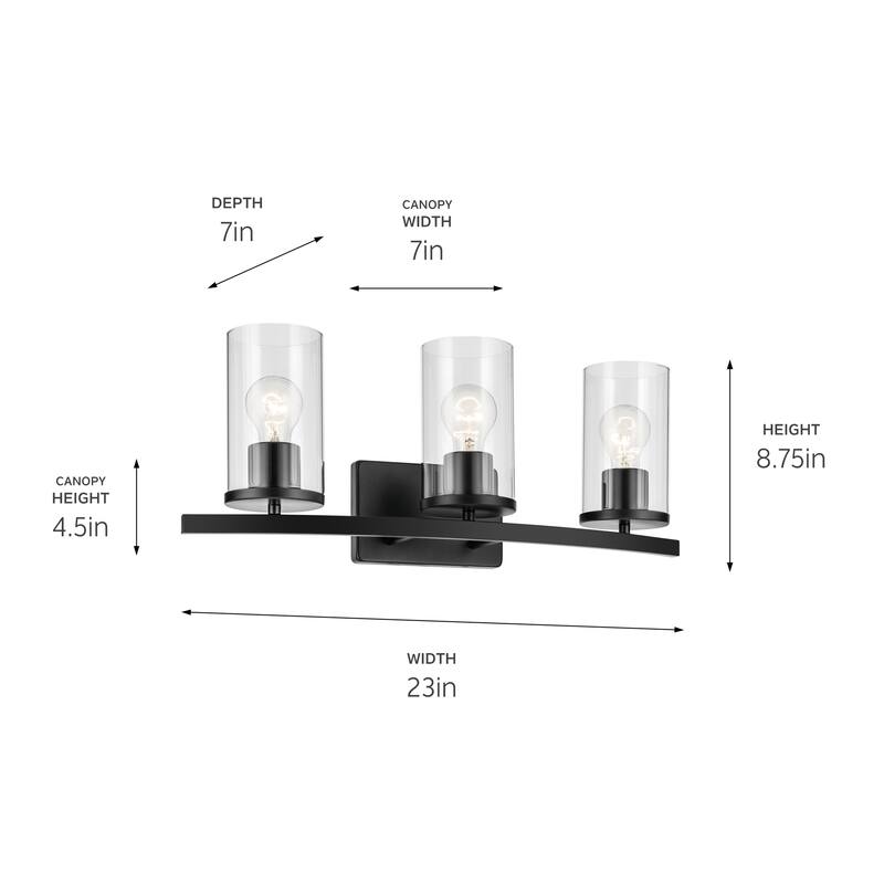 Kichler Lighting Crosby Bathroom Vanity Light with Clear Glass