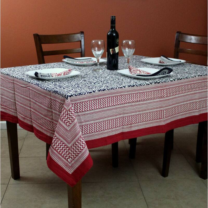 Chateau French Country Cotton Geometric Floral Tablecloth Collection - 72 x 72 in - Black