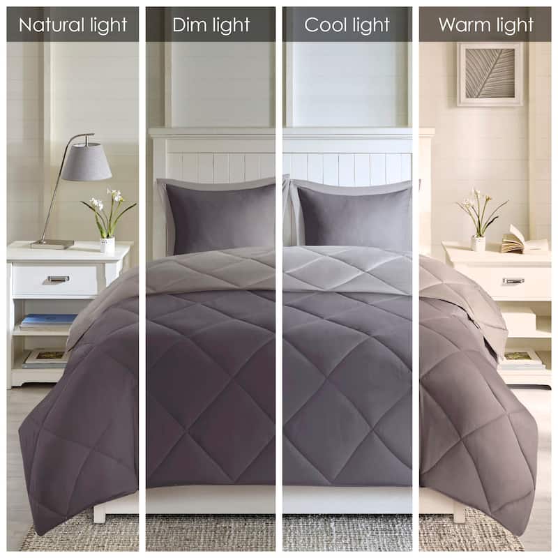 Madison Park Essentials Windsor 3M Scotchgard Diamond Quilting Reversible Down Alternative Comforter Set